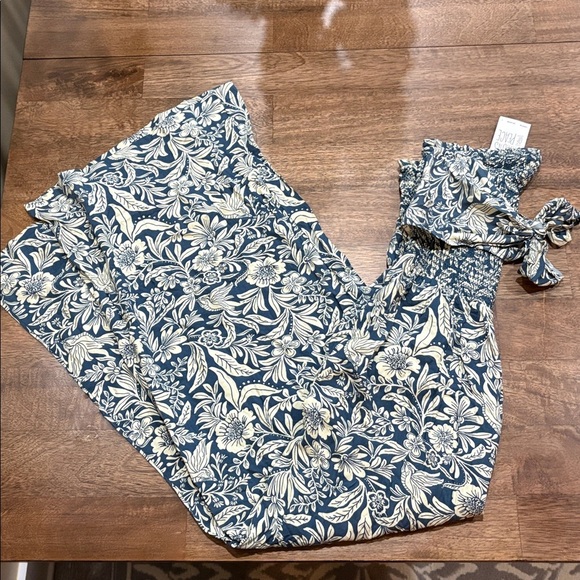 Patrons of peace teal floral strapless romper jumpsuit. Large NWT - Picture 2 of 10